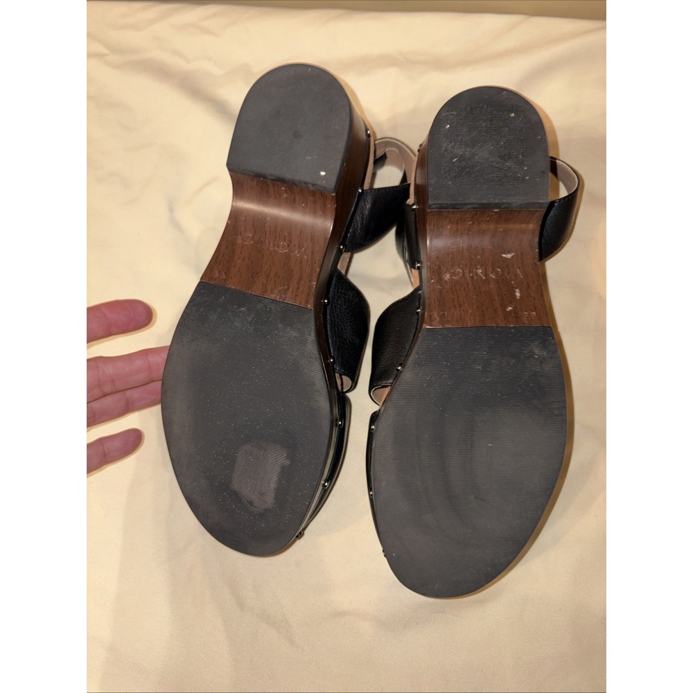 Vionic Faye Clog Sandals 7 Black Leather Buckle Strap Adjustable Platform EU 38 - Picture 11 of 13